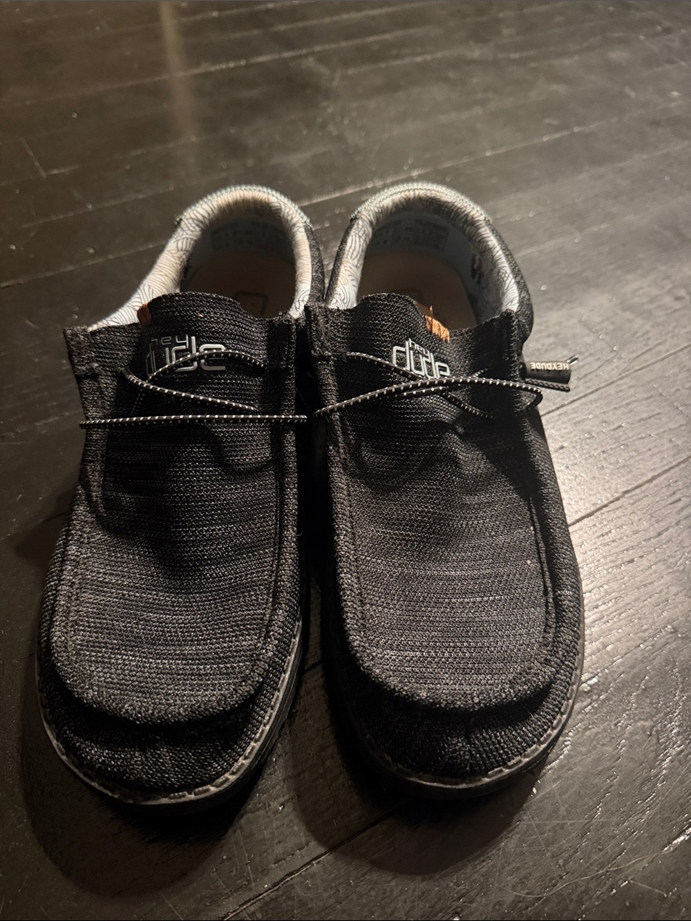 Hey Dude Black Knit Slip-On Loafers